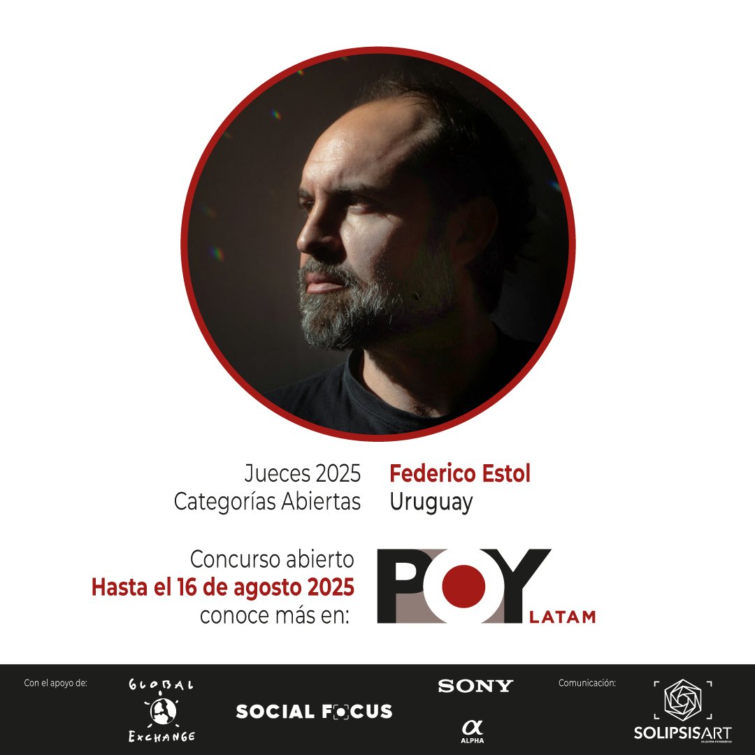 🔴 Jueces: Categorías Abiertas

📷 Federico Estol [🇺🇾]
Fotógrafo, Dir. artístico de @sanjosefotoy, editor El Ministerio Ediciones. Trabaja temas de identidad, desigualdad y justicia social.

📢 Participa hasta el 16 de agosto: site.picter.com/poylatam-2025

Comunicación: <a href="/SolipsisArt/">SolipsisArt Ecuador</a>