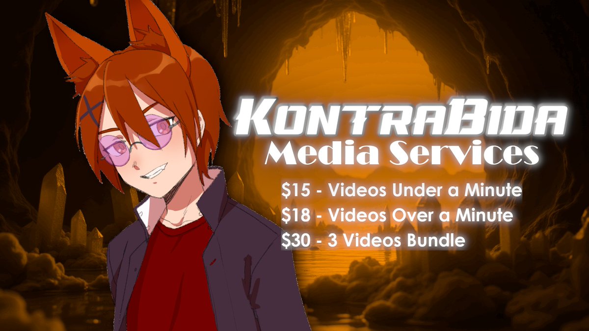 KontraBidaWorks's tweet photo. Video Editing Commissions Info.

Please refer to either my new carrd site, https://t.co/pqk6h3LT7V 

or my Ko-fi page for information and pricing. https://t.co/azX2wrgpOJ 

And please read the Terms &amp; Conditions. https://t.co/KmH42xtlul