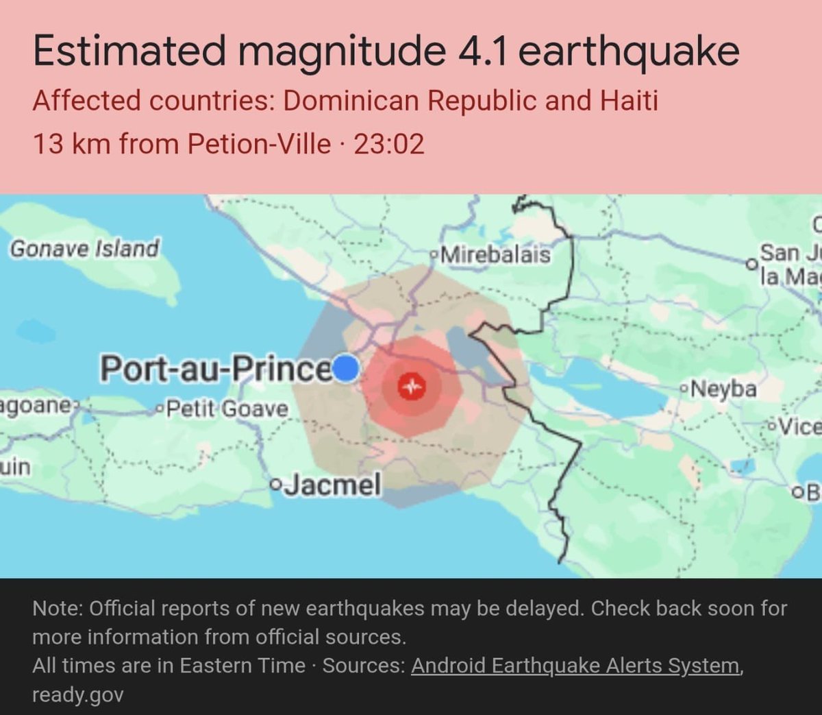 Goudougoudou pandan kelke  sekond lendi swa a 11h02 pm.  Ou te santil ?