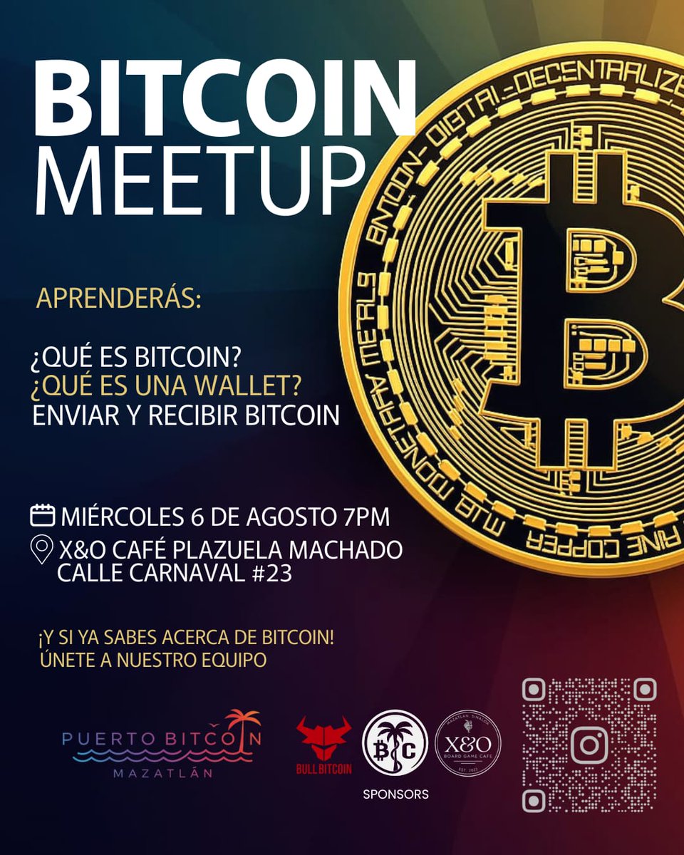 Puerto Bitcoin Mazatlán (@puertobitcoin) on Twitter photo Éste miércoles 6 de Agosto los esperamos! Ven con nosotros a hablar de Bitcoin 🧡⚡
Gracias a nuestros sponsors, siempre apoyándonos en todo
<a href="/BullBitcoinES/">Bull Bitcoin ES</a>
<a href="/B_TreeClothing/">₿ananaTreeClothing</a> Éste miércoles 6 de Agosto los esperamos! Ven con nosotros a hablar de Bitcoin 🧡⚡
Gracias a nuestros sponsors, siempre apoyándonos en todo
<a href="/BullBitcoinES/">Bull Bitcoin ES</a>
<a href="/B_TreeClothing/">₿ananaTreeClothing</a>