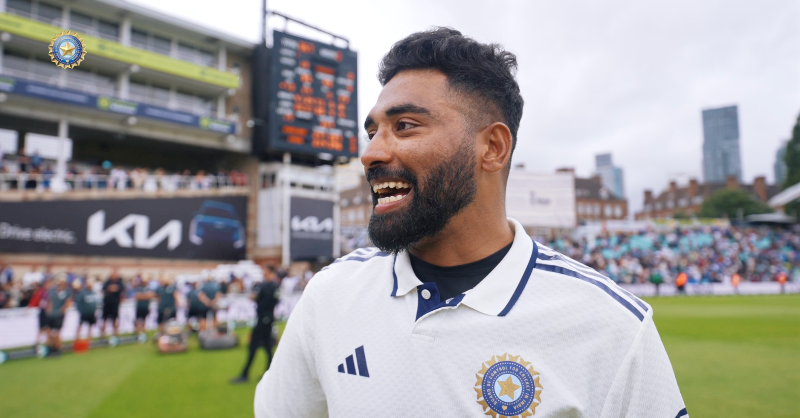 BCCI's tweet photo. 𝙈𝙤𝙝𝙖𝙢𝙢𝙚𝙙 𝙎𝙞𝙧𝙖𝙟 - 𝙔𝙤𝙪 𝙖𝙧𝙚 𝙖 𝙝𝙚𝙧𝙤! 🫡

#TeamIndia | #ENGvIND | @mdsirajofficial 

WATCH 🎥🔽