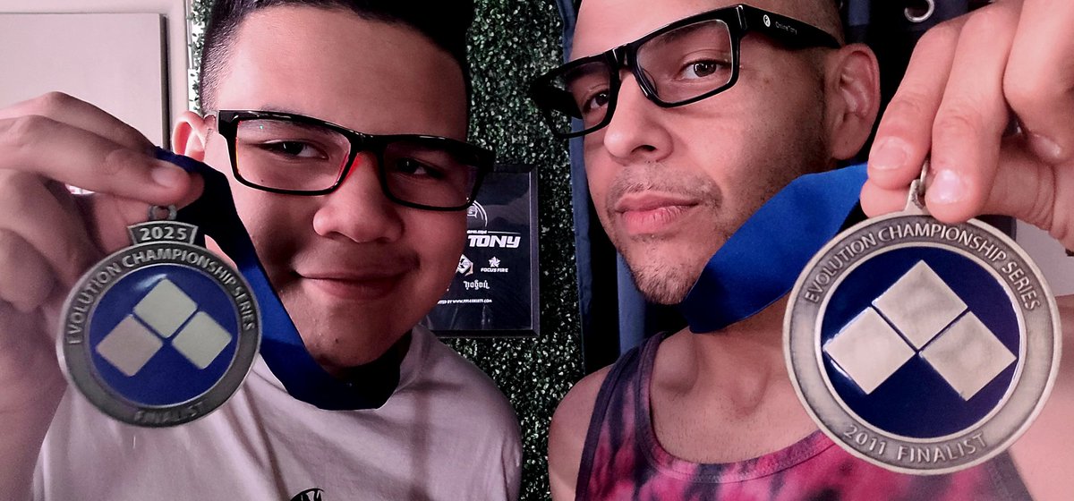 OnlineTony (@onlinetony_213) on Twitter photo Got home safely! Had fun at Evo 2025 with my son/crew and YES!
I think we are the 1st father and son to have EVO Medals in the same game! Very proud of you my son! <a href="/onlinecale213/">STG|onlinecale</a>
Mine: MK9 2011
Cale's: MK1 2025
#mk1 #fgc #evo2025 Got home safely! Had fun at Evo 2025 with my son/crew and YES!
I think we are the 1st father and son to have EVO Medals in the same game! Very proud of you my son! <a href="/onlinecale213/">STG|onlinecale</a>
Mine: MK9 2011
Cale's: MK1 2025
#mk1 #fgc #evo2025
