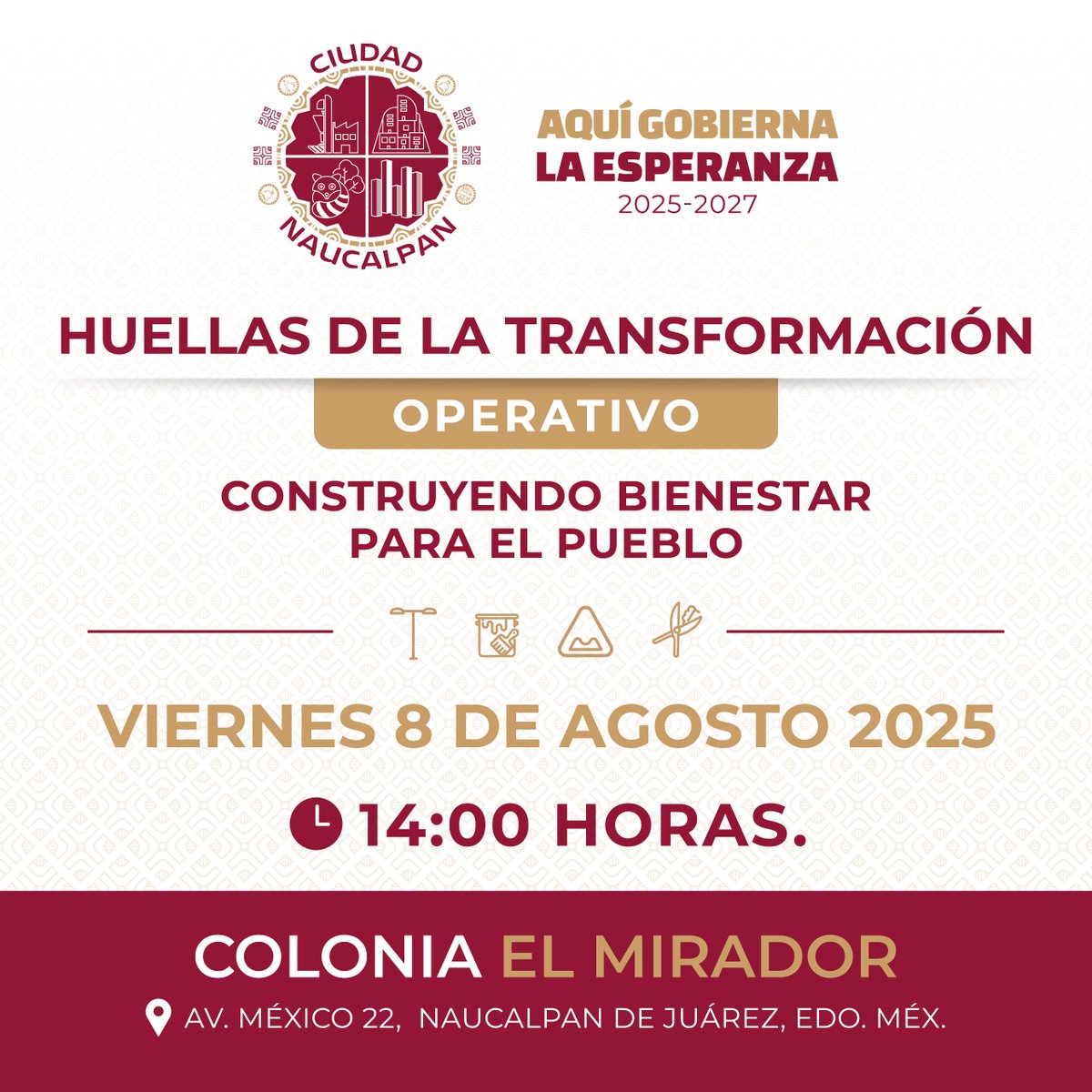 ¡Seguimos dejando Huellas de la Transformación!

Este viernes 8 de agosto, llevamos el Operativo “Huellas de la Transformación” a la colonia El Mirador, construyendo bienestar para las y los naucalpenses.🤝

#CiudadNaucalpan #HuellasDeLaTransformación