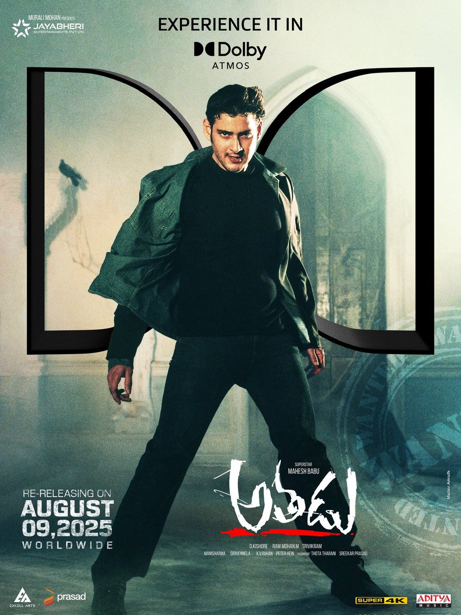 Athadu4K (@athadu4k) on Twitter photo For the first time ever… feel #Athadu4K in Dolby Atmos! 🔊 <a href="/DolbyIn/">Dolby India</a>
Every bullet, every beat, every dialogue -now hits harder than ever 💥
Immersive. Intense. Iconic.
Super🌟@urstrulymahesh #Trivikram #ManiSharma #MuraliMohan <a href="/PrasadCorp/">PrasadCorp</a> #ExcellArts #Athadu #AthaduHomecoming For the first time ever… feel #Athadu4K in Dolby Atmos! 🔊 <a href="/DolbyIn/">Dolby India</a>
Every bullet, every beat, every dialogue -now hits harder than ever 💥
Immersive. Intense. Iconic.
Super🌟@urstrulymahesh #Trivikram #ManiSharma #MuraliMohan <a href="/PrasadCorp/">PrasadCorp</a> #ExcellArts #Athadu #AthaduHomecoming