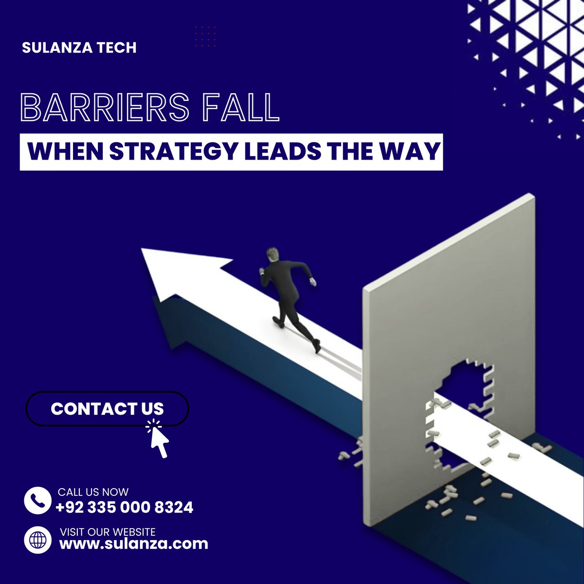 SulanzaTech's tweet image. Barriers fall when strategy leads the way — turning challenges into opportunities and ideas into impact. At Sulanza Tech, smart strategy is at the heart of everything we do. Obstacles don’t stand a chance when strategy takes the lead. 

#SulanzaTech #StrategyFirst #SmartMarketing
