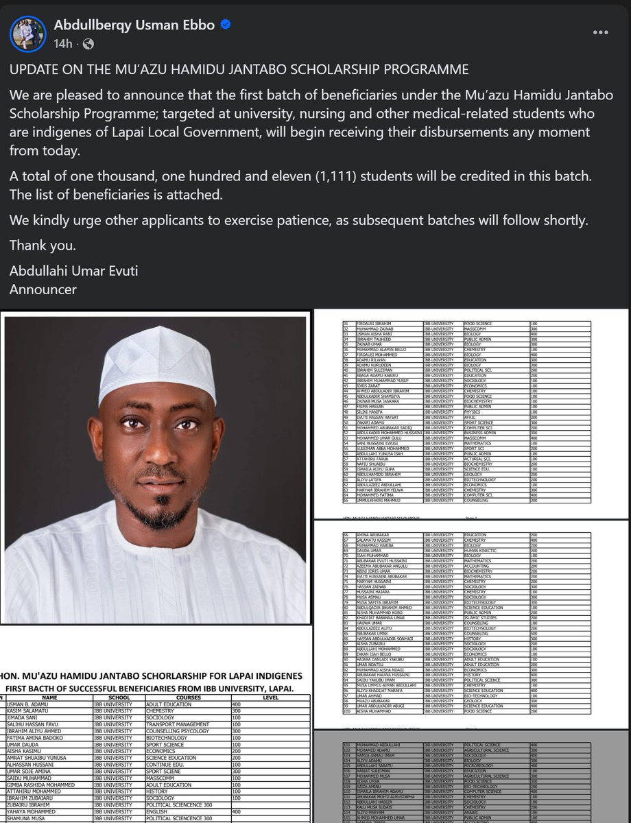 Is this not supposed to be under Niger State Scholarship Programme? Why is it carrying the name of the Commissioner for Local Government and Chieftaincy Affairs?