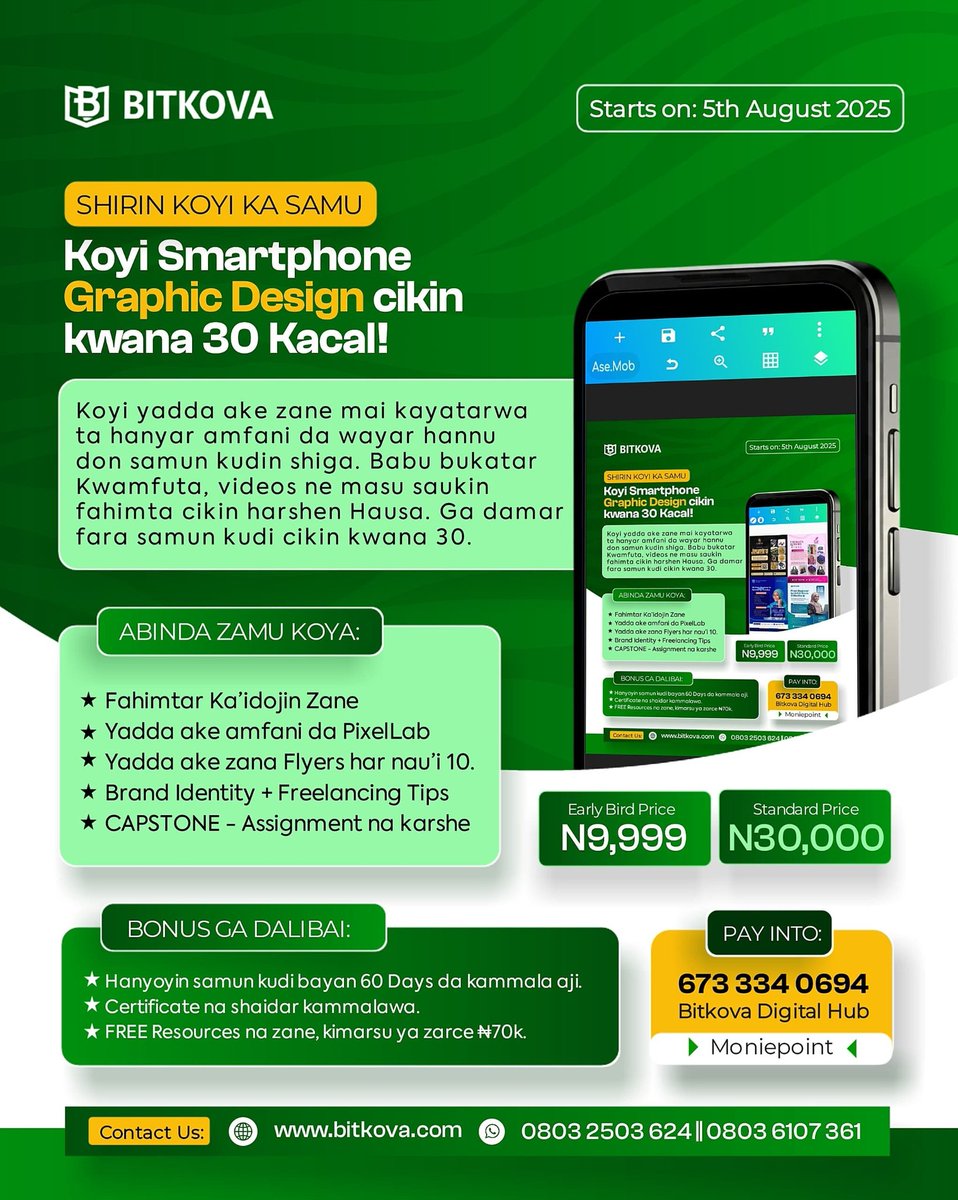 Shin matsalar rashin aikin yi a web3 ne,
ko rashin skills da za'a nemi aikin web3 da shi?

Kowanne idan ka fahimce shi, zaka san me ya kamata kayi!

✅Idan skill ne babu, tafi makaranta ka nemo skills.

✅Idan aikin ne yaki zuwa, ka zama consistent wajen nuna skills dinka har na