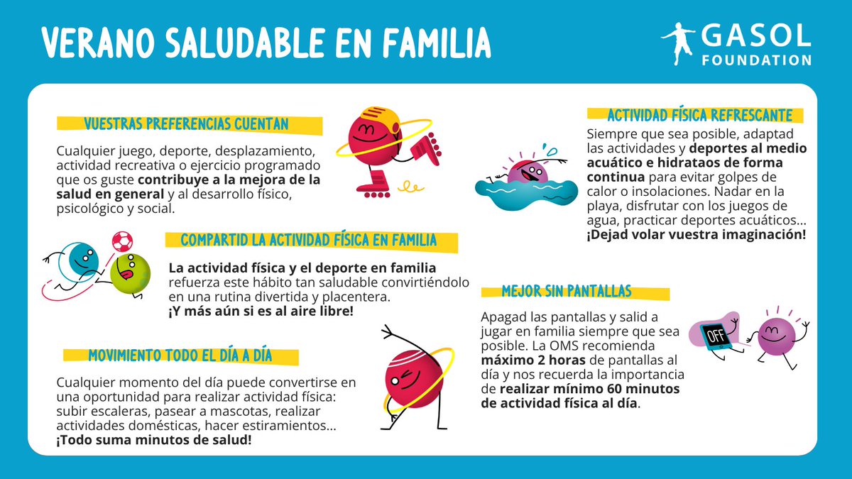 ¡Este verano, más movimiento en familia! ☀️

En la playa, en casa o en la calle, cualquier ocasión es buena para activar el cuerpo y desconectar de las pantallas.

Descubre nuestras recomendaciones para un #VeranoSaludable 💙

#GasolFoundation #SaludInfantil