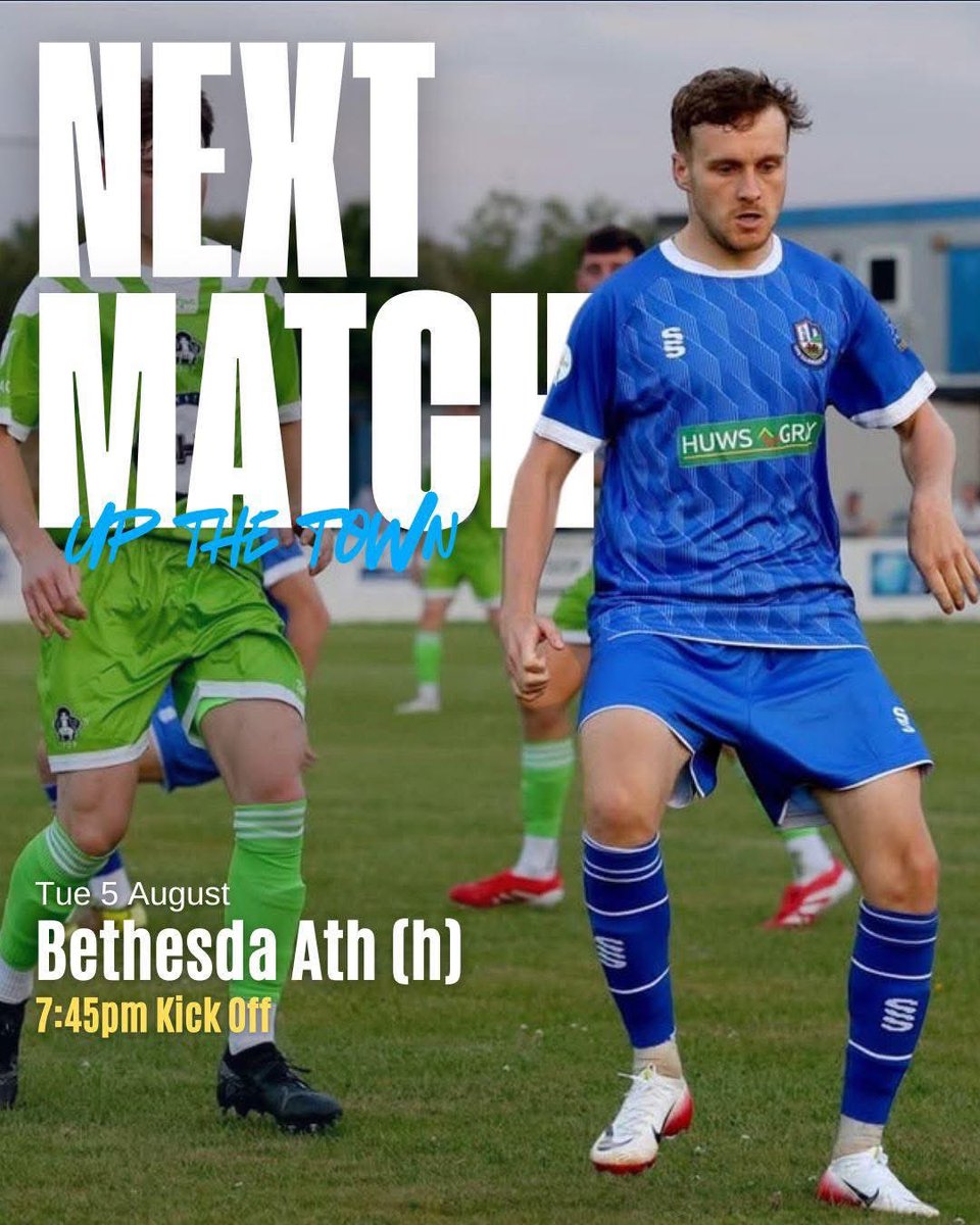 HENO | TONIGHT 

Gêm gartref heno (nos Fawrth) yn erbyn Bethesda Athletic.

🕢 Cic gyntaf: 7:45 y.h.
📍 Cae Bob Parry

We’re at home tonight (Tuesday) as we take on Bethesda Athletic.
🕢 Kick-off: 7:45 PM
📍 Cae Bob Parry