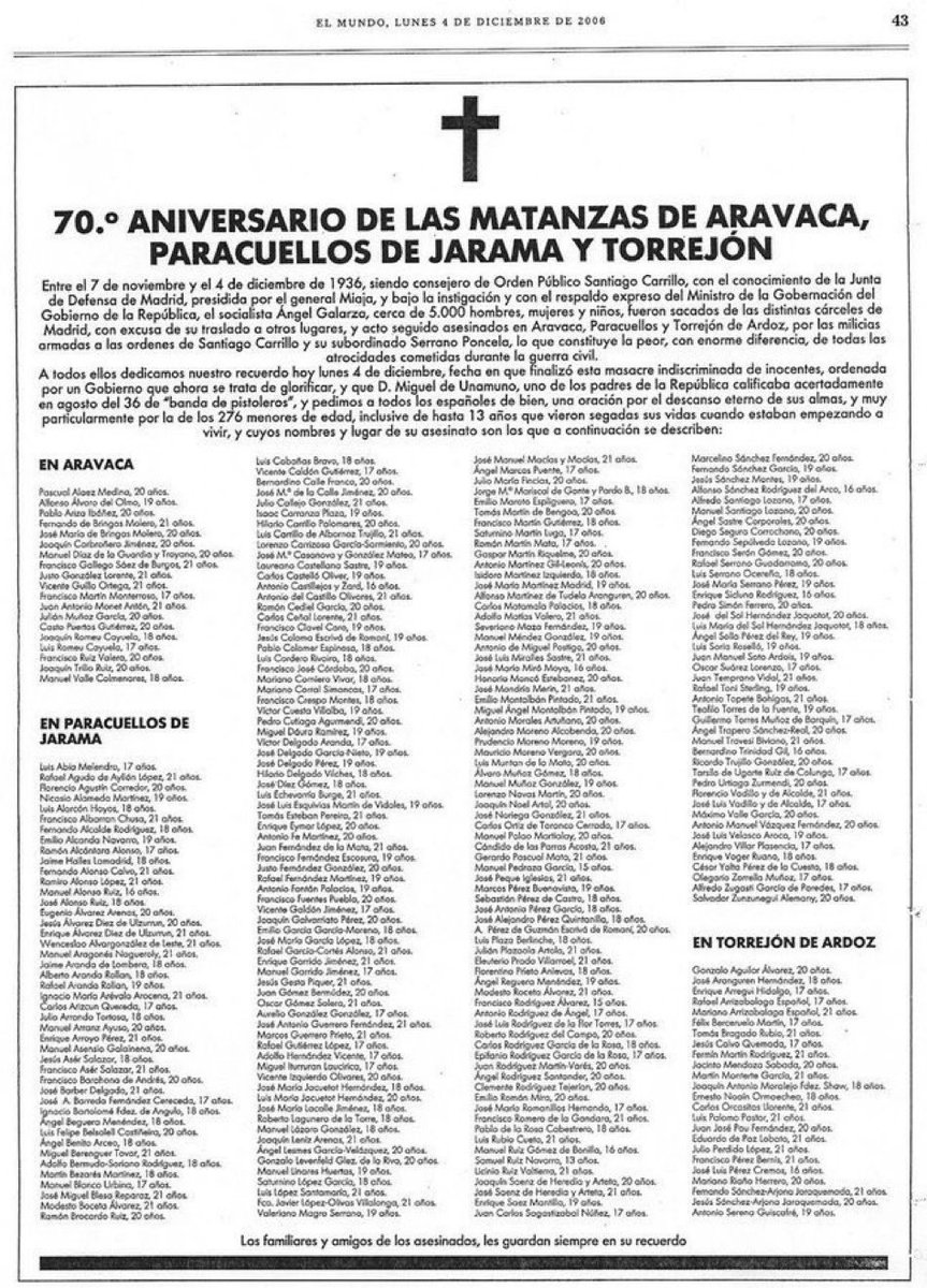 Son los 276 menores asesinados por los socialistas y comunistas durante la guerra civil en 1936 en Madrid. Las 13 rosas comunistas, ejecutadas al final de la guerra, eran unas milicianas con delitos de sangre. Memoria histórica si, manipulación marxista no.