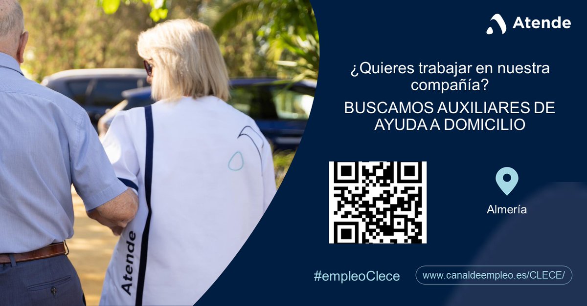 ¿Eres 𝘼𝙐𝙓𝙄𝙇𝙄𝘼𝙍 𝘿𝙀 𝘼𝙔𝙐𝘿𝘼 𝘼 𝘿𝙊𝙈𝙄𝘾𝙄𝙇𝙄𝙊 y buscas 𝙀𝙈𝙋𝙇𝙀𝙊 en ALMERÍA?
¡Esta es tu oportunidad!
INSCRÍBETE EN bit.ly/4dKuxMA