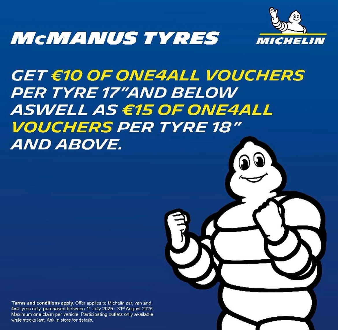 McManusTyres's tweet photo. 🚗💥  Summer Savings on Michelin Tyres at McManus Tyres! 💥🚗
We’re thrilled to announce that McManus Tyres is now an official Michelin-Certified dealer – bringing you world-class quality with hometown service. 🏁 https://t.co/uO95OHNZ6U