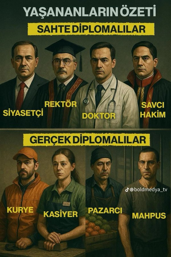 Anasının ak sütü gibi helal diplomalar kırk takla atılarak iptal edilirken,iptal ettiren ve/veya alkış tutan bir kısım arkadaşların para ile diploma alması...
İroni mi desem ortalığa saçılanlar için ilahi adalet mi desem bilemedim.
Her gün farklı bir çürümüşlük ile karşılaşıyoruz