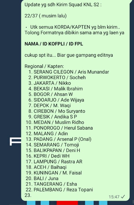 hendri martdianto (@lutsqi_chelsdfb) on Twitter photo .. Update KNL <a href="/KoFPLI/">Komunitas FPL Indonesia</a> Season 2 . Sudah 22 Regional yg kirim Squad nya.. Yuk yg belum HM tunggu, lebih cepat lebih baik..
#FPL
#fpl_indonesia
#FPLCommunity .. Update KNL <a href="/KoFPLI/">Komunitas FPL Indonesia</a> Season 2 . Sudah 22 Regional yg kirim Squad nya.. Yuk yg belum HM tunggu, lebih cepat lebih baik..
#FPL
#fpl_indonesia
#FPLCommunity