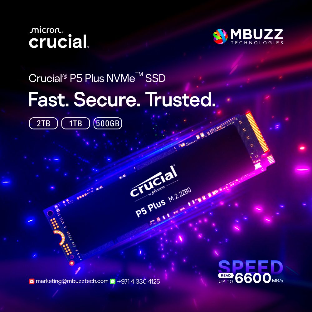 MBUZZ (@mbuzztech) on Twitter photo 🚀 Crucial P5 Plus Gen4 SSD
Speed meets value.
⚡ Up to 6,600MB/s
🔐 Hardware encryption
📏 500GB–2TB | M.2
🧠 Micron 176-layer NAND
🎮 For gamers & creators
Enquire Now
📧 marketing@mbuzztech.com
🌐 zurl.co/9V5qn
#CrucialP5Plus #Gen4SSD #MBUZZTech 🚀 Crucial P5 Plus Gen4 SSD
Speed meets value.
⚡ Up to 6,600MB/s
🔐 Hardware encryption
📏 500GB–2TB | M.2
🧠 Micron 176-layer NAND
🎮 For gamers & creators
Enquire Now
📧 marketing@mbuzztech.com
🌐 zurl.co/9V5qn
#CrucialP5Plus #Gen4SSD #MBUZZTech