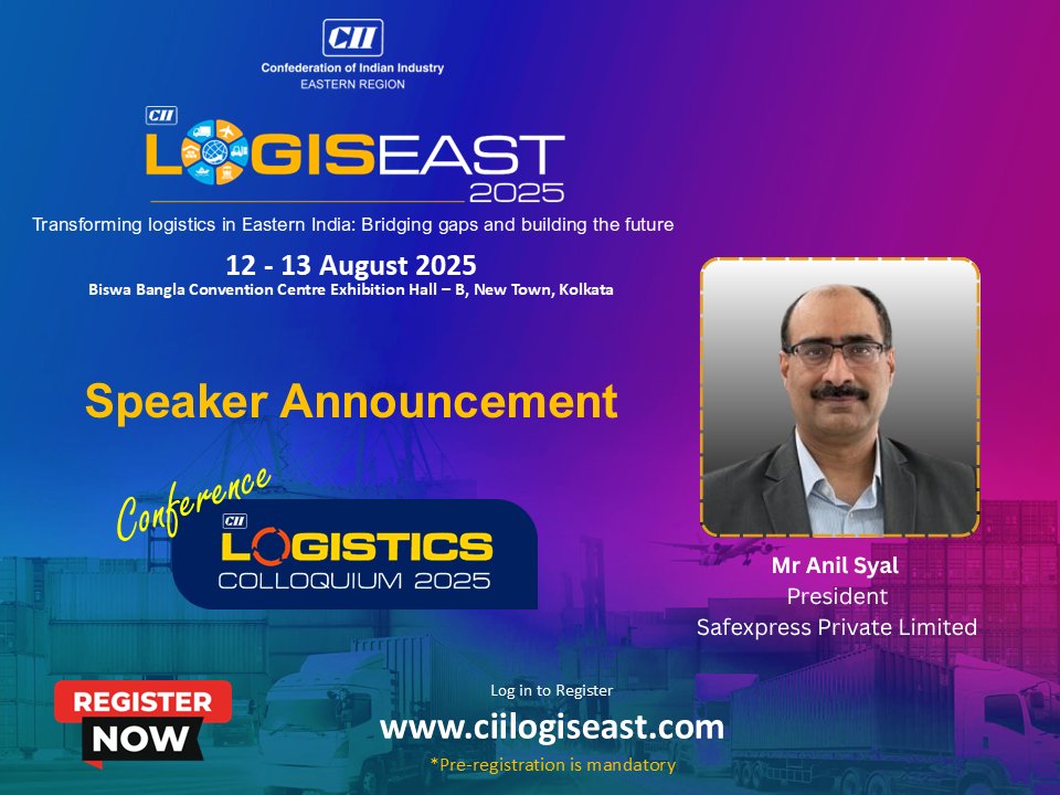CII Eastern Region (@cii4er) on Twitter photo ๐ ๐๐ป๐ป๐ผ๐๐ป๐ฐ๐ถ๐ป๐ด ๐ฎ ๐๐ฒ๐ ๐๐ป๐ฑ๐๐๐๐ฟ๐ ๐๐ฒ๐ฎ๐ฑ๐ฒ๐ฟ ๐ฎ๐ ๐๐๐ ๐๐ผ๐ด๐ถ๐๐๐ฎ๐๐ ๐ฎ๐ฌ๐ฎ๐ฑ!
We are delighted to welcome ๐ ๐ฟ ๐๐ป๐ถ๐น ๐ฆ๐๐ฎ๐น, President, Safexpress Private Limited, as a distinguished speaker at the conference of CII LogisEast 2025.
๐
๐ญ๐ฎ-๐ญ๐ฏ ๐ ๐๐ป๐ป๐ผ๐๐ป๐ฐ๐ถ๐ป๐ด ๐ฎ ๐๐ฒ๐ ๐๐ป๐ฑ๐๐๐๐ฟ๐ ๐๐ฒ๐ฎ๐ฑ๐ฒ๐ฟ ๐ฎ๐ ๐๐๐ ๐๐ผ๐ด๐ถ๐๐๐ฎ๐๐ ๐ฎ๐ฌ๐ฎ๐ฑ!
We are delighted to welcome ๐ ๐ฟ ๐๐ป๐ถ๐น ๐ฆ๐๐ฎ๐น, President, Safexpress Private Limited, as a distinguished speaker at the conference of CII LogisEast 2025.
๐
๐ญ๐ฎ-๐ญ๐ฏ