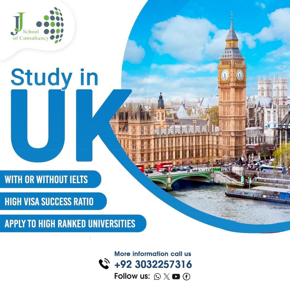 🎓 Study in the UK – 2025 Admissions Open!

✅ With or without IELTS
✅ High visa success rate
✅ Top-ranked universities

📞 Call/WhatsApp: +92 303 2257316
📍 J School of Consultancy

#StudyInUK #NoIELTS #UKVisa #StudyAbroad