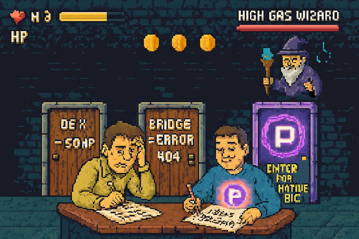 MrLoveCaffe's tweet photo. @PortaltoBitcoin 
DEX drains your health.
Bridge doesn’t load.
Only one door leads to victory: the Portal.
#GameOfChains #NativeBTCQuest #RetroDeFi https://t.co/6ZalB9Se5p