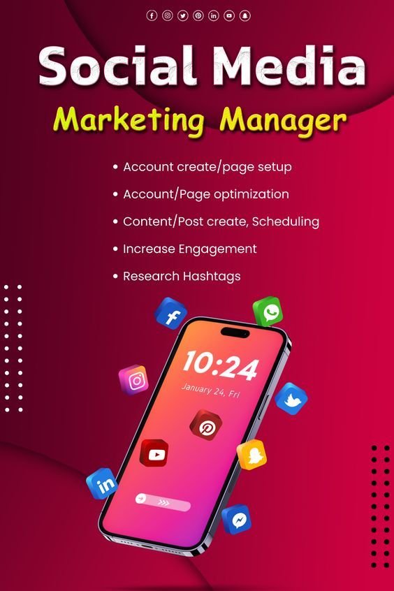 Social media marketing (SMM) uses social media platforms to connect with your audience to build your brand, increase sales, and drive website traffic.
This involves creating and sharing content on social media networks, engaging with followers, running advertising campaigns.