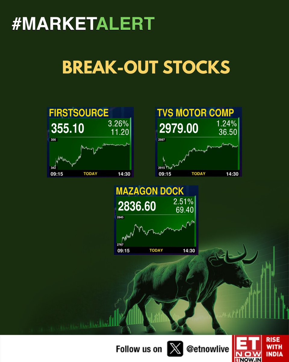 ETNOWlive's tweet image. #MarketAlert | Buzzing Stocks: These are the break-out stocks👇
#Firstsource #TVSMotor #MazagonDock #StockMarket #stockmarketsindia