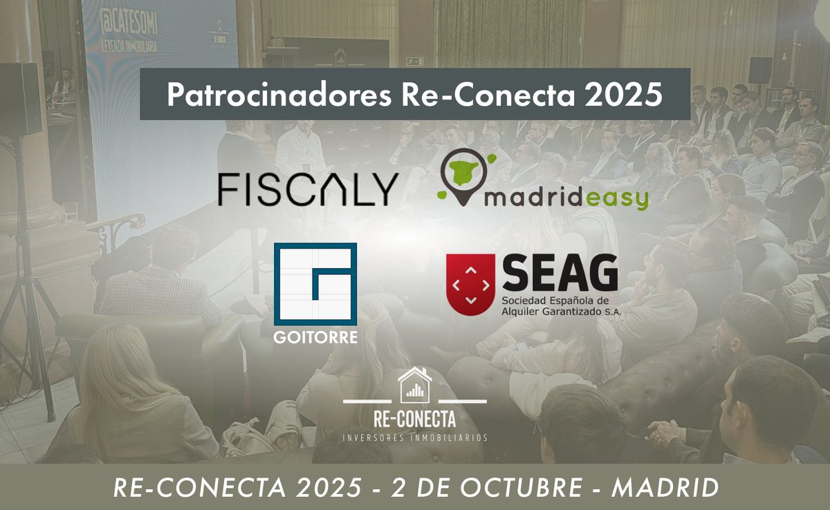 REConectaMadrid's tweet image. En #ReConecta2025 los grandes encuentros se construyen con ideas... y con apoyos.

Gracias a nuestros patrocinadores:

🔹MadridEasy
🔹 Fiscaly
🔹 SEAG
🔹 Goitorre

Nos vemos el 2/10 en Madrid: re-conecta.com/entradas