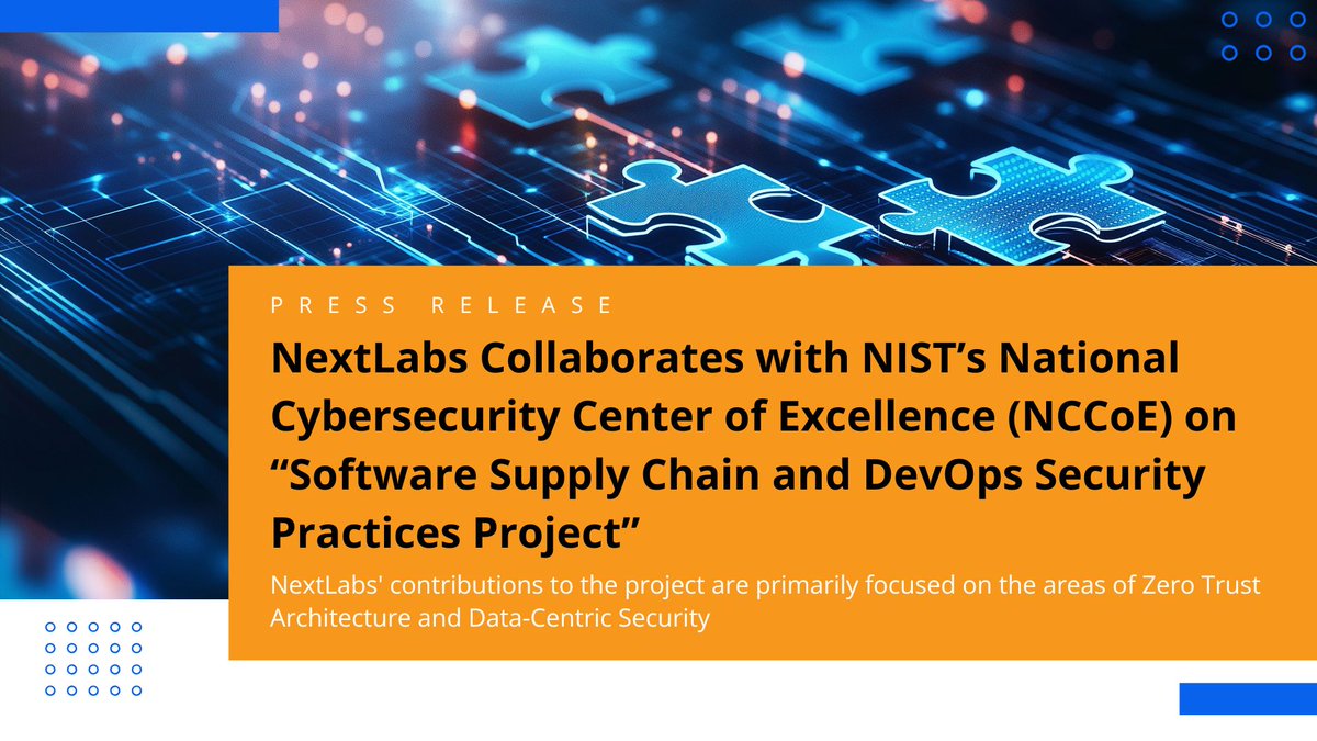 Excited to collaborate with NIST NCCoE’s Software Supply Chain &amp; DevOps Security Practices Project.

Together with NIST and other vendors, we're helping create practical guidance to build security into every phase of software development.🔗 Read more: nextlabs.com/press-release/…