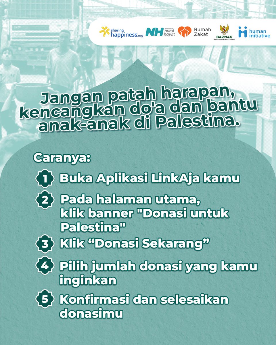 Selain kehilangan tempat tinggal dan infrastruktur vital, kini anak-anak di Gaza, Palestina sedang mengalami kekurangan pangan dan gizi yang sangat ekstrim.​ 

​Jangan berhenti untuk kirimkan do'a serta bantuan kepada mereka, dan mari bersama tetap ikhtiarkan dalam mencukupkan