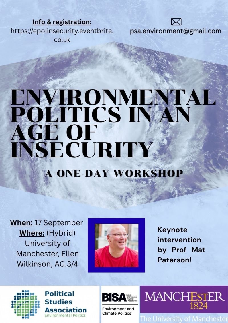 Environment and Climate Politics Working Group (@bisa_ecpwg) on Twitter photo Workshop: Environmental Politics in an Age of Insecurity.
Deadline for abstracts has been extended to 8th August.
Send intervention titles & abstracts (100-200 words) to psa.environment@gmail.com
eventbrite.co.uk/e/workshop-env… Workshop: Environmental Politics in an Age of Insecurity.
Deadline for abstracts has been extended to 8th August.
Send intervention titles & abstracts (100-200 words) to psa.environment@gmail.com
eventbrite.co.uk/e/workshop-env…