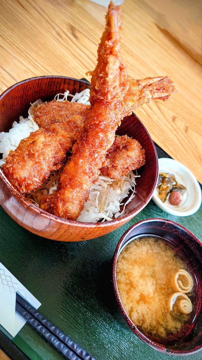 わたくし伊那にソースカツ丼を食べに行ってまいりました٩(๑&gt;∀&lt;๑)۶ﾔｯﾀ

#ほぼエビフライに見えるのは木の精 #ソースカツ丼 #青い塔