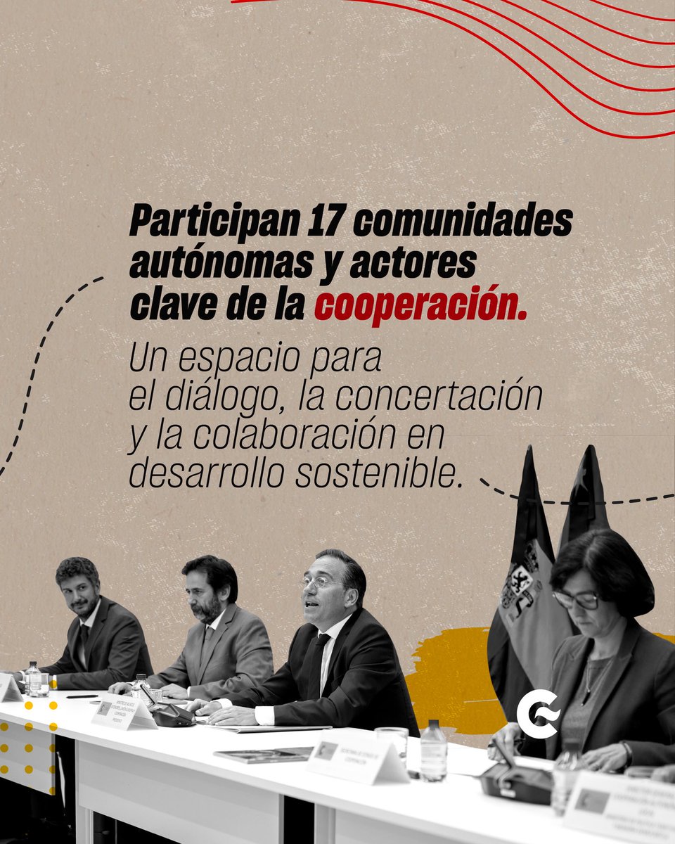 🤝🏽 La Cooperación Española avanza con la Conferencia Sectorial de Cooperación, un espacio donde la Administración General del Estado y las Comunidades Autónomas se unen para coordinarse y trabajar juntas por un desarrollo sostenible.
#SomosCooperación

bit.ly/4krBHb0