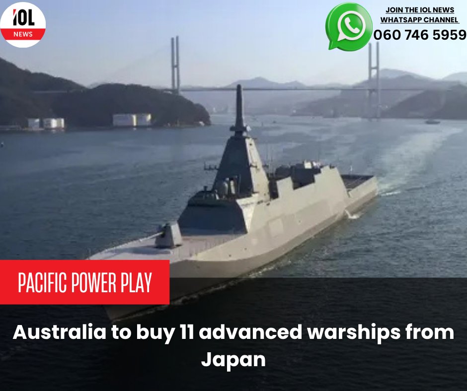 IOL's tweet photo. Australia is set to upgrade its navy with 11 Mogami-class stealth frigates from Japan’s Mitsubishi Heavy Industries a US$6B deal marking one of Japan’s biggest defence exports since WWII.
#AustraliaDefense #JapanWarships #MogamiClass #StealthFrigates #MilitaryUpgrade #PacificSecurity #DefenseDeal #NavalPower #RichardMarles #IndoPacificStrategy
Read on https://t.co/fUWIS6ktSH