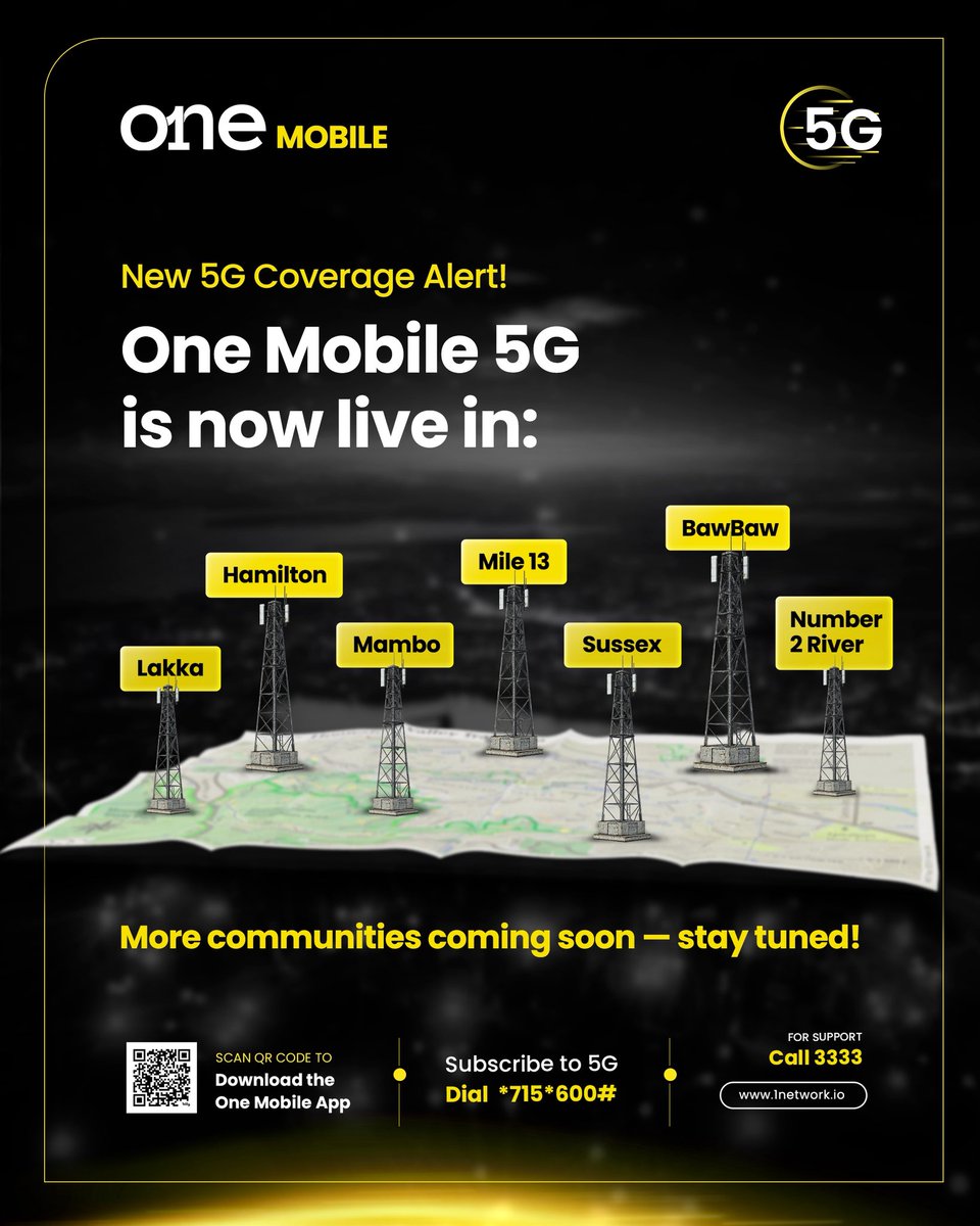 One_Mobile_SL's tweet photo. Big news! One Mobile is now live in new areas of Freetown! We're thrilled to bring you faster, more reliable internet. Upgrade your connectivity today!

Experience the future of connectivity! Visit the One Mobile Flagship Store, now open at 37A Wilkinson https://t.co/WfmNtEdBqI