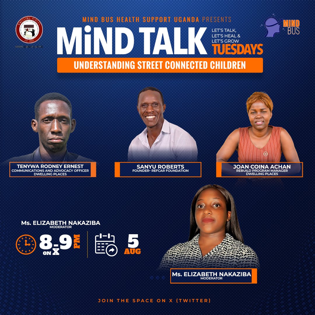 Dwelling Places (@dwellingplacesu) on Twitter photo Let's dive in today's MindTalk (X space) by <a href="/mindbusug/">Mindbus Health Support Uganda</a> as we strive to understand children in street-connected situations.
Getting insights from <a href="/Kisusunku/">TENYWA RODNEY ERNEST (NESTi)</a> <a href="/SimonSanyu/">sanyu simon roberts</a> hosted by <a href="/elizaconnect/">@ElizabethNakaziba</a>
<a href="/HSCmediaUg/">HSC</a> <a href="/UgandaCRNN/">Uganda Child Rights NGO Network</a> <a href="/EacrnRegional/">The Eastern Africa Child Rights Network</a> <a href="/CRANENetworkUG/">Children at Risk Action Network (CRANE)</a> <a href="/momocherise/">Maureen Atuhaire</a> <a href="/bbosa_sharleen/">Sharleen Bbosa</a> Let's dive in today's MindTalk (X space) by <a href="/mindbusug/">Mindbus Health Support Uganda</a> as we strive to understand children in street-connected situations.
Getting insights from <a href="/Kisusunku/">TENYWA RODNEY ERNEST (NESTi)</a> <a href="/SimonSanyu/">sanyu simon roberts</a> hosted by <a href="/elizaconnect/">@ElizabethNakaziba</a>
<a href="/HSCmediaUg/">HSC</a> <a href="/UgandaCRNN/">Uganda Child Rights NGO Network</a> <a href="/EacrnRegional/">The Eastern Africa Child Rights Network</a> <a href="/CRANENetworkUG/">Children at Risk Action Network (CRANE)</a> <a href="/momocherise/">Maureen Atuhaire</a> <a href="/bbosa_sharleen/">Sharleen Bbosa</a>