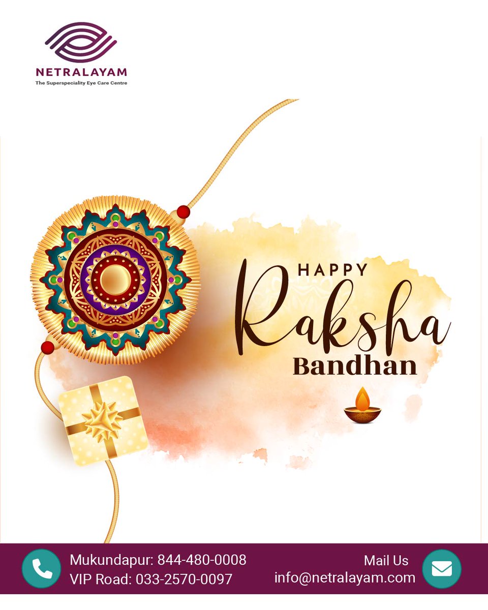 Netralayamcare's tweet image. Wishing all our patients and families a Happy Raksha Bandhan! Let's celebrate the bond of love and protection. Don't forget to protect your vision with regular eye exams. 

#RakshaBandhan #VisionProtection #EyeCare #Netralayam