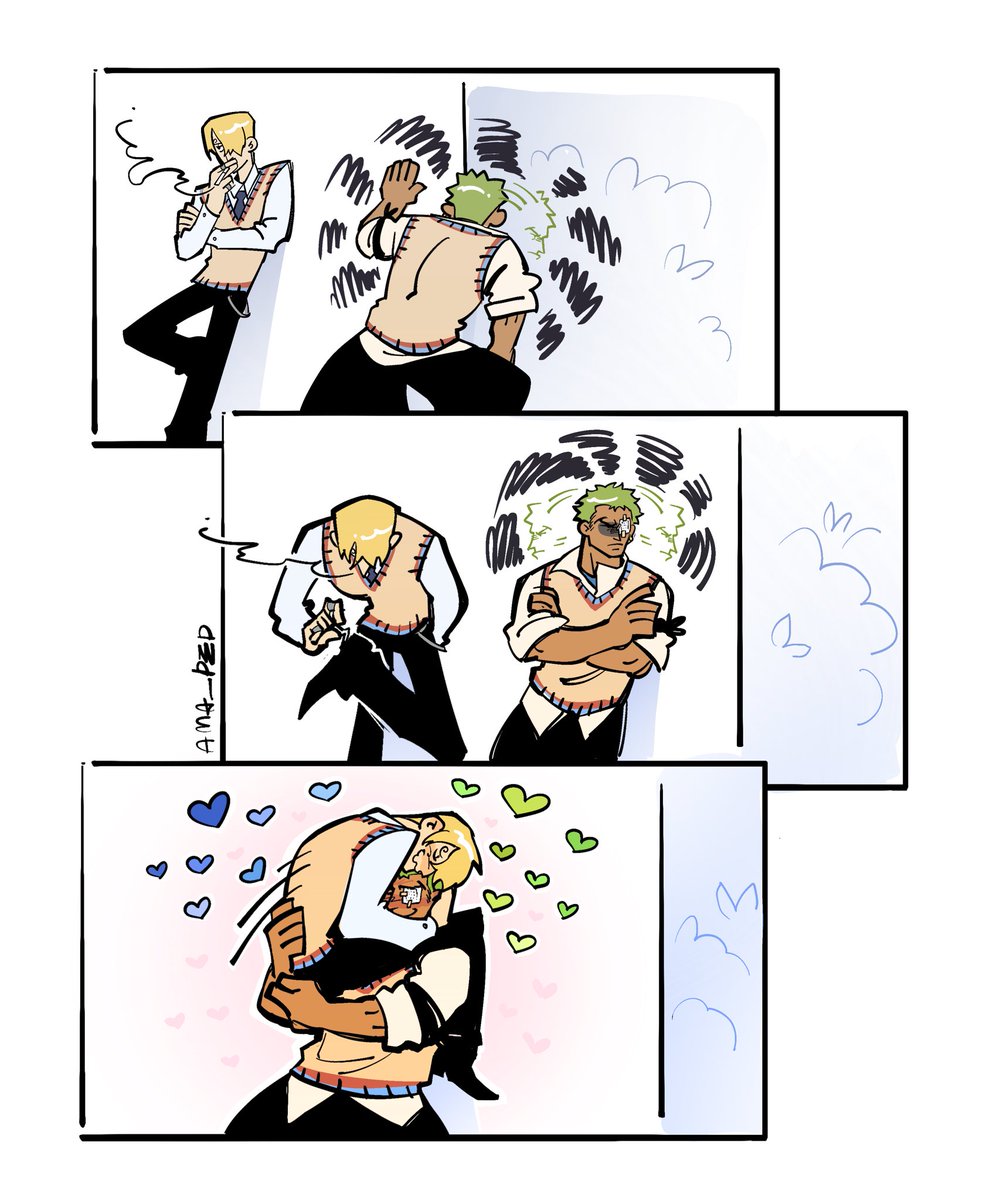 #ZoSan

au where Sanji and Zoro are secretly dating. Sanji is openly gay, and Zoro hides his orientation