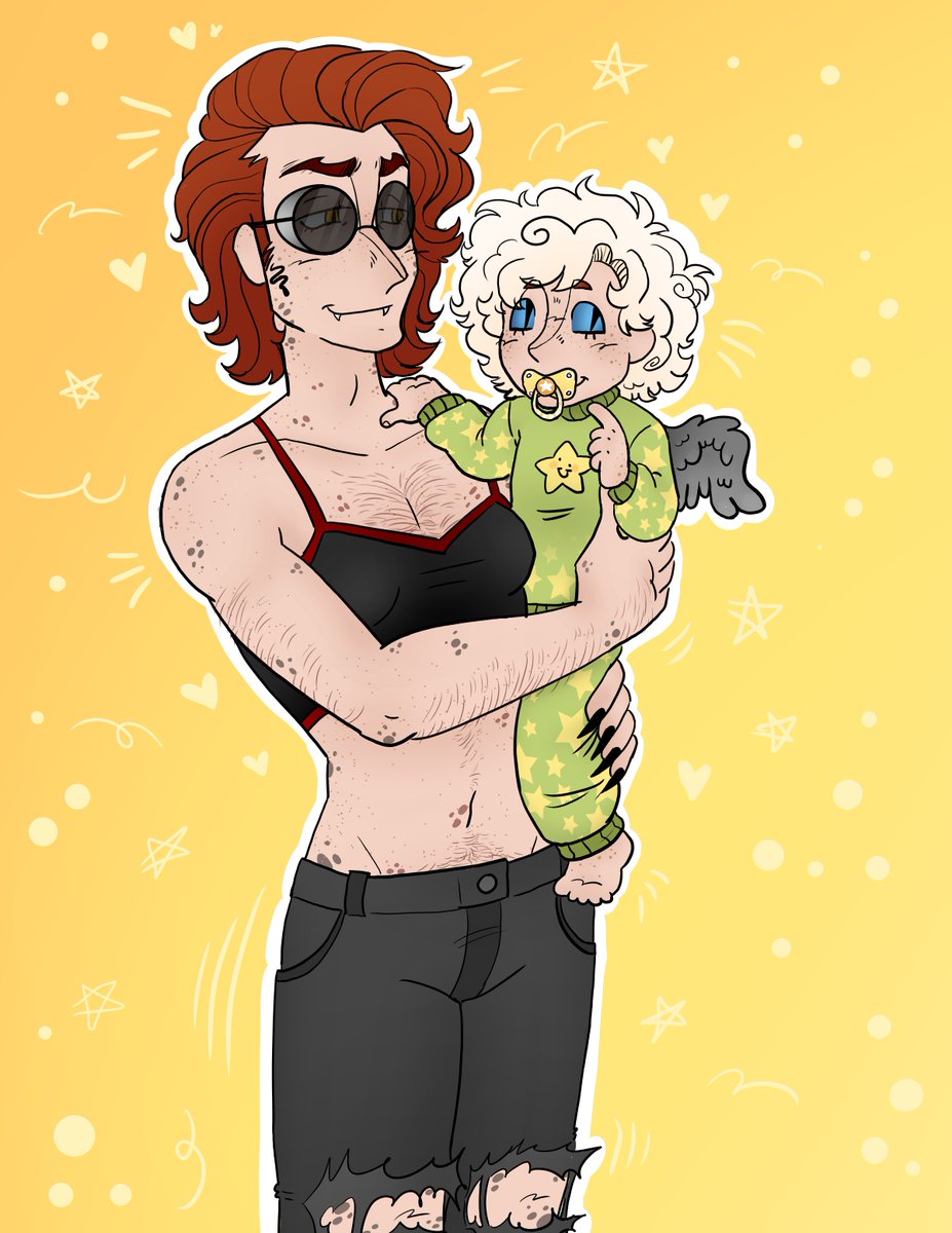 (ineffable family au)
mama with her littel star⭐
#goodomens #ineffablehusbands #ineffableparents #fankid