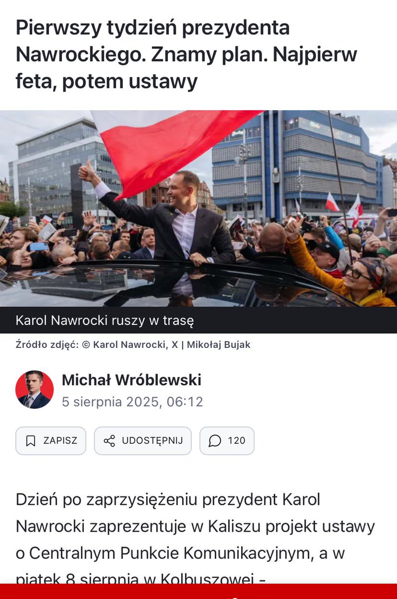 Michał Czarnik (@michalczarnik) on Twitter photo Szykuje się ważny dla <a href="/TakDla_CPK/">Stowarzyszenie Tak dla CPK</a> tydzień.
Jutro zaprzysiężenie Prezydenta <a href="/NawrockiKn/">Karol Nawrocki</a> a już w czwartek do zobaczenia w Kaliszu.
Nowy Prezydent ogłosi złożenie do sejmu projektu #ustawykaliskiej przywracającej prawdziwy CPK ‼️‼️‼️‼️‼️‼️‼️ Szykuje się ważny dla <a href="/TakDla_CPK/">Stowarzyszenie Tak dla CPK</a> tydzień.
Jutro zaprzysiężenie Prezydenta <a href="/NawrockiKn/">Karol Nawrocki</a> a już w czwartek do zobaczenia w Kaliszu.
Nowy Prezydent ogłosi złożenie do sejmu projektu #ustawykaliskiej przywracającej prawdziwy CPK ‼️‼️‼️‼️‼️‼️‼️
