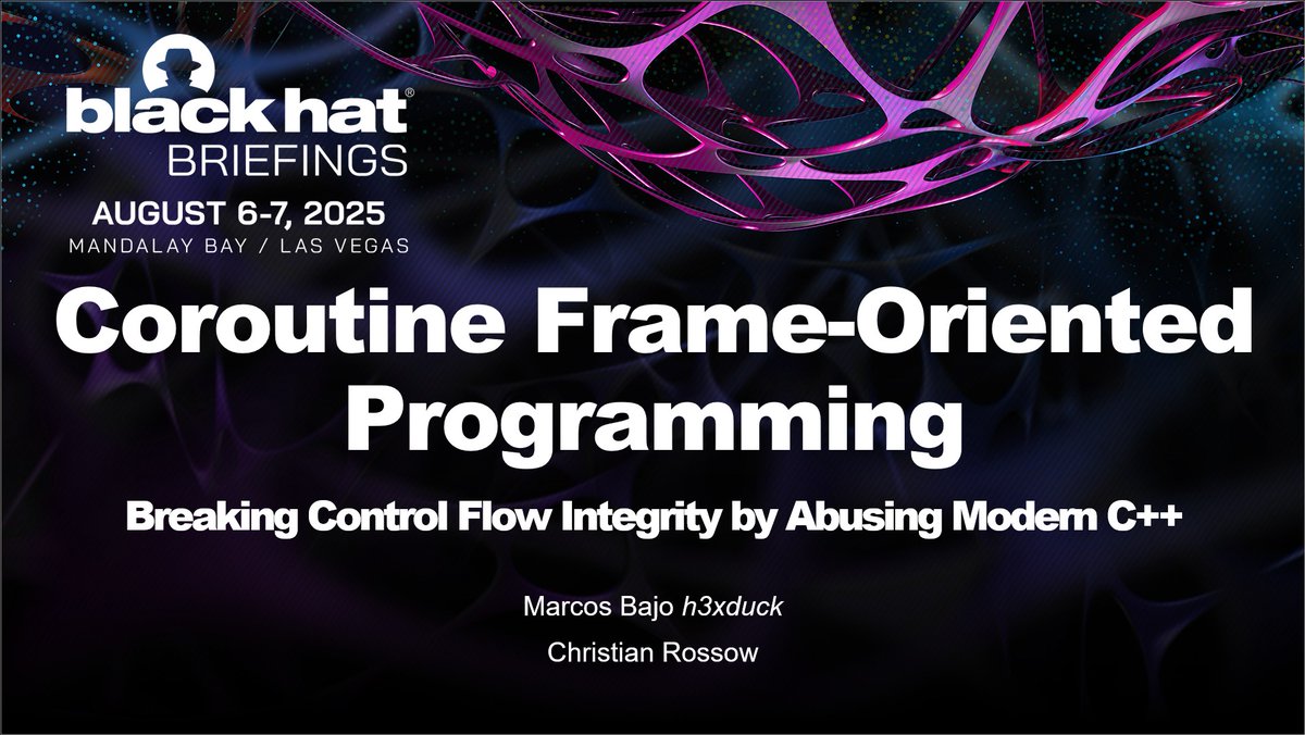 It's finally happening! I'm heading to Black Hat USA to discuss our latest public research. There will be data-only attacks, control flow hijacking, CFI bypasses and lots of crazy ideas going on. See you there!!

<a href="/BlackHatEvents/">Black Hat</a>