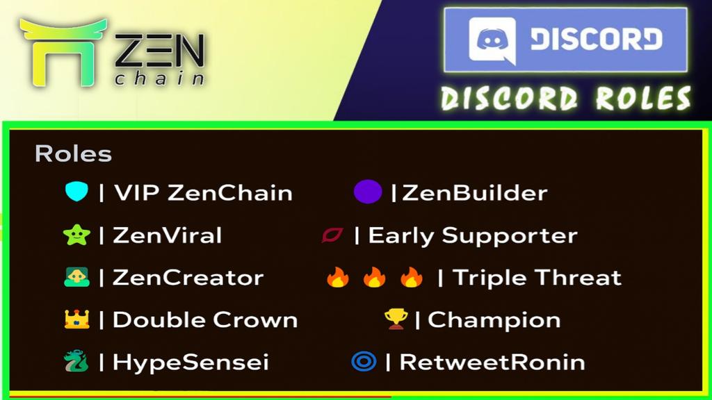 Did you know we have many roles on <a href="/discord/">Discord</a>? 🤩
💚 Hold on to the role you've earned and let me know which one you currently have!
This is not over yet visit our Discord channels and stay active for more opportunities! 🥳
discord.gg/zenchain