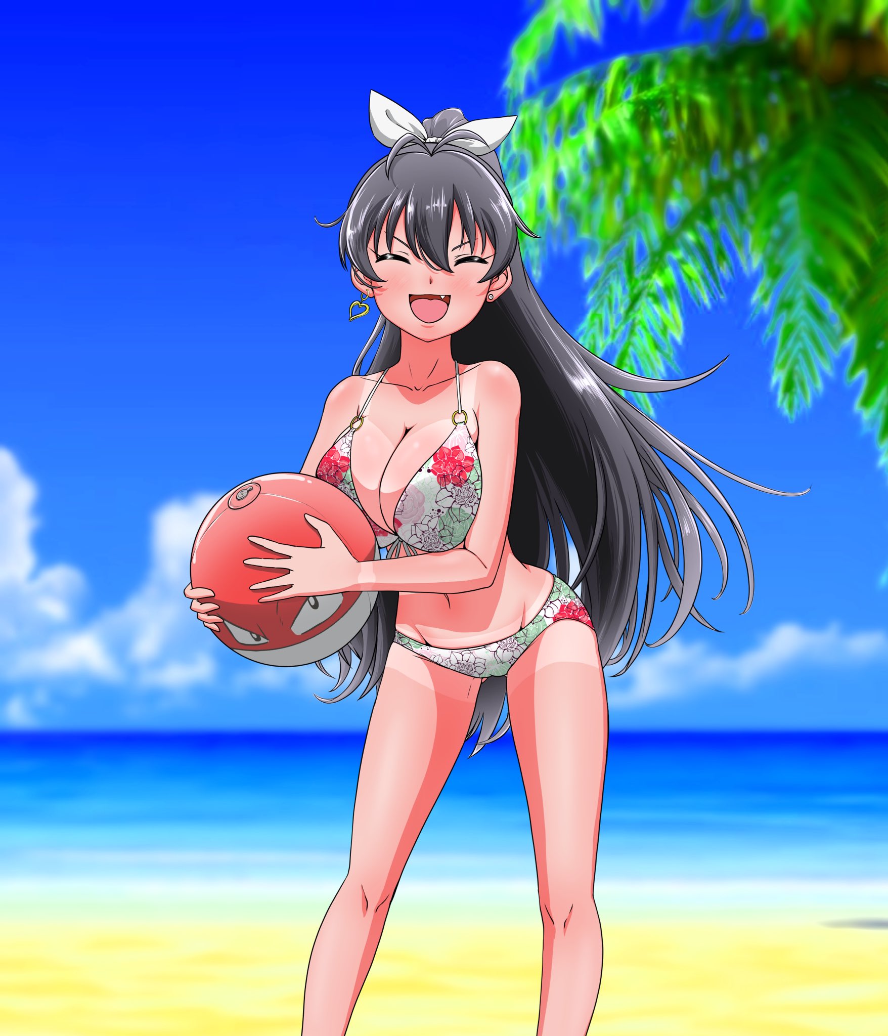 アニメ風手描き水着イラスト 爽やかな風を受けて。セーラー水着を描いたイラスト特集