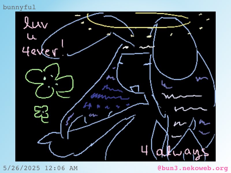 still my favorite drawing on my site .  thank u .. i love so much .. blue .. 🌐🐇