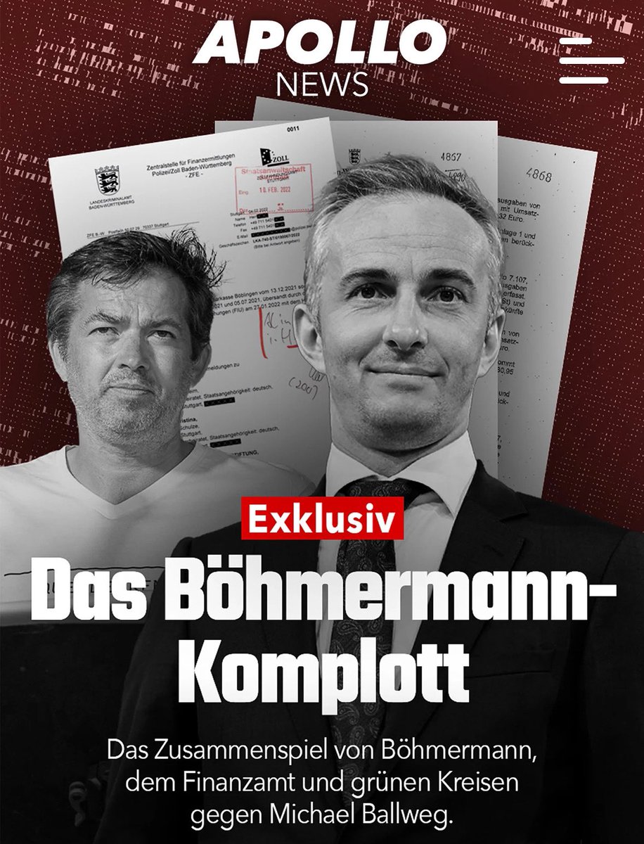 „Uns vorliegende Akten zeigen: Auslöser dafür war ein enges Zusammenspiel zwischen einem Anwalt, der sich als Anti-Querdenker profilieren wollte, dem ZDF-Moderator Jan Böhmermann und den Finanzbehörden in Baden-Württemberg.“

apollo-news.net/das-boehmerman…