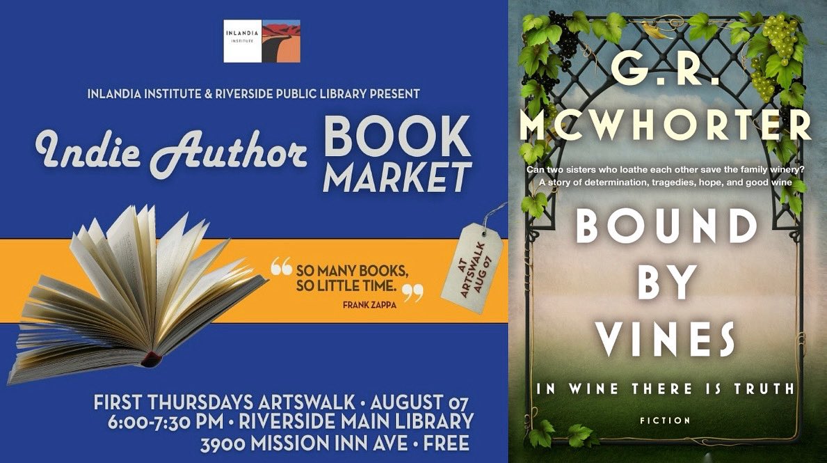 I will be selling and signing copies of my novel this Thursday as part of the Riverside City Art Walk at the main branch of the Riverside library from 6-7:30PM. #Author #novel #book