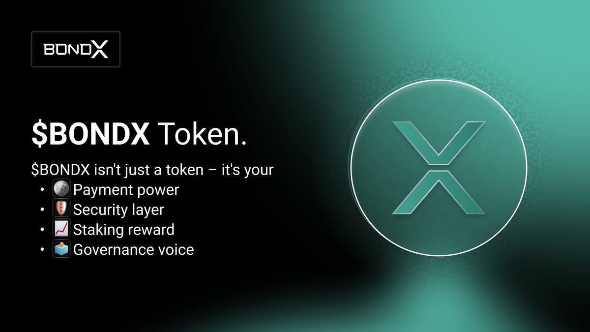 Introducing $BONDX! 🔥💼

More than just a token!

⚡️ Payment power: Seamless transactions at your fingertips
⚔️ Security layer: Protecting your assets with advanced security features
🎁 Staking rewards: Earn rewards for participating in the ecosystem
🗣️ Governance voice: Shape