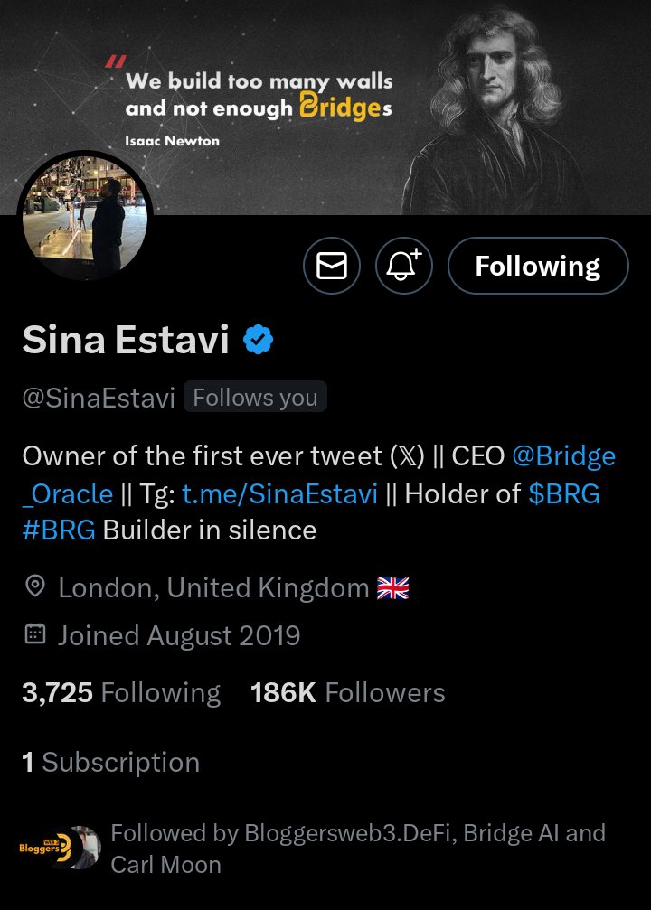 G24AIweb3's tweet photo. @SinaEstavi 🎙️It is an honor, Mr. Engineer @SinaEstavi Founder &amp; CEO of @bridge_oracle AI and owner of the world's #first_tweet NFT,
To follow the @G24AIweb3 project of the @Bloggersweb3.Defi

Welcome, real man🤝

$BRG
#BRG #BRGAI #AI #web3
#G24AIweb3 #Bloggersweb3

🔗https://t.co/gYso9Fw6Fs https://t.co/Fono6uXY3h