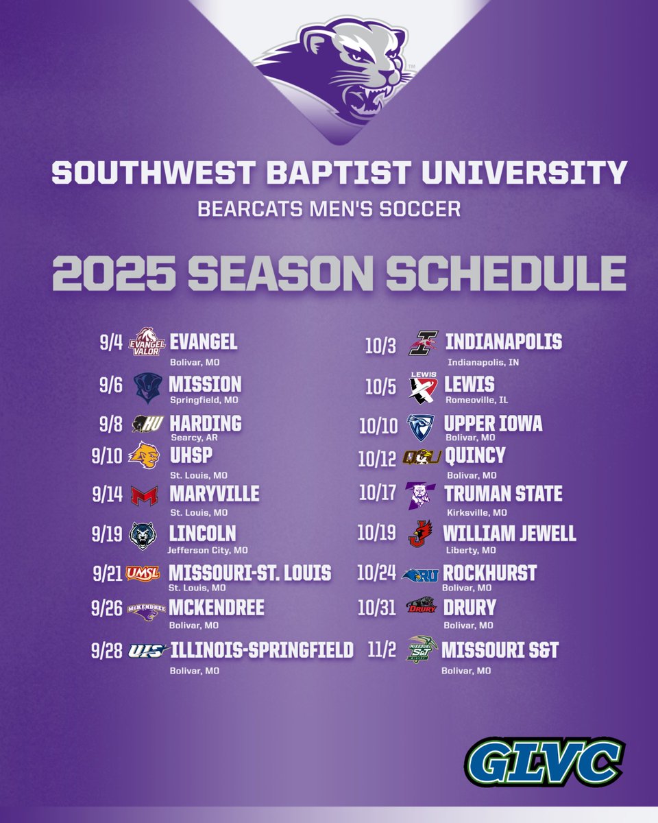 Here's your chance to check out the Bearcats this fall.  We kick off the season against <a href="/EvangelSoccer/">Evangel Men's Soccer</a> on 9/4.

Go Bearcats!

<a href="/sbubearcats/">SBU Bearcat Athletics</a>