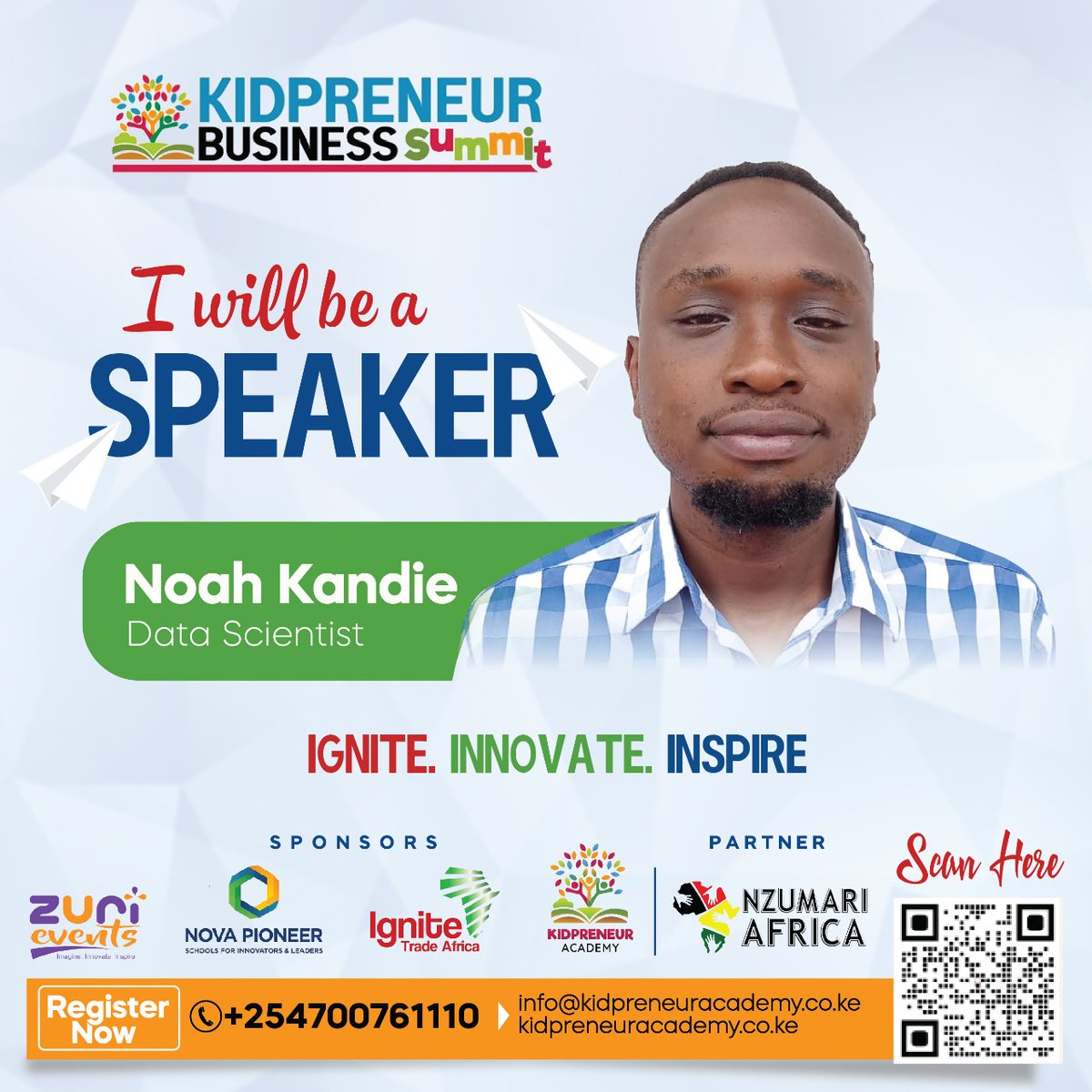 Wise, grounded, and powerfully intentional, Noah Kandie brings the kind of presence that moves rooms.

We’re excited to welcome him to the Kidpreneur Business Summit, where young voices rise, and big dreams begin.

7-9 Aug | Banquet Centre, Westlands
kidpreneuracademy.co.ke |