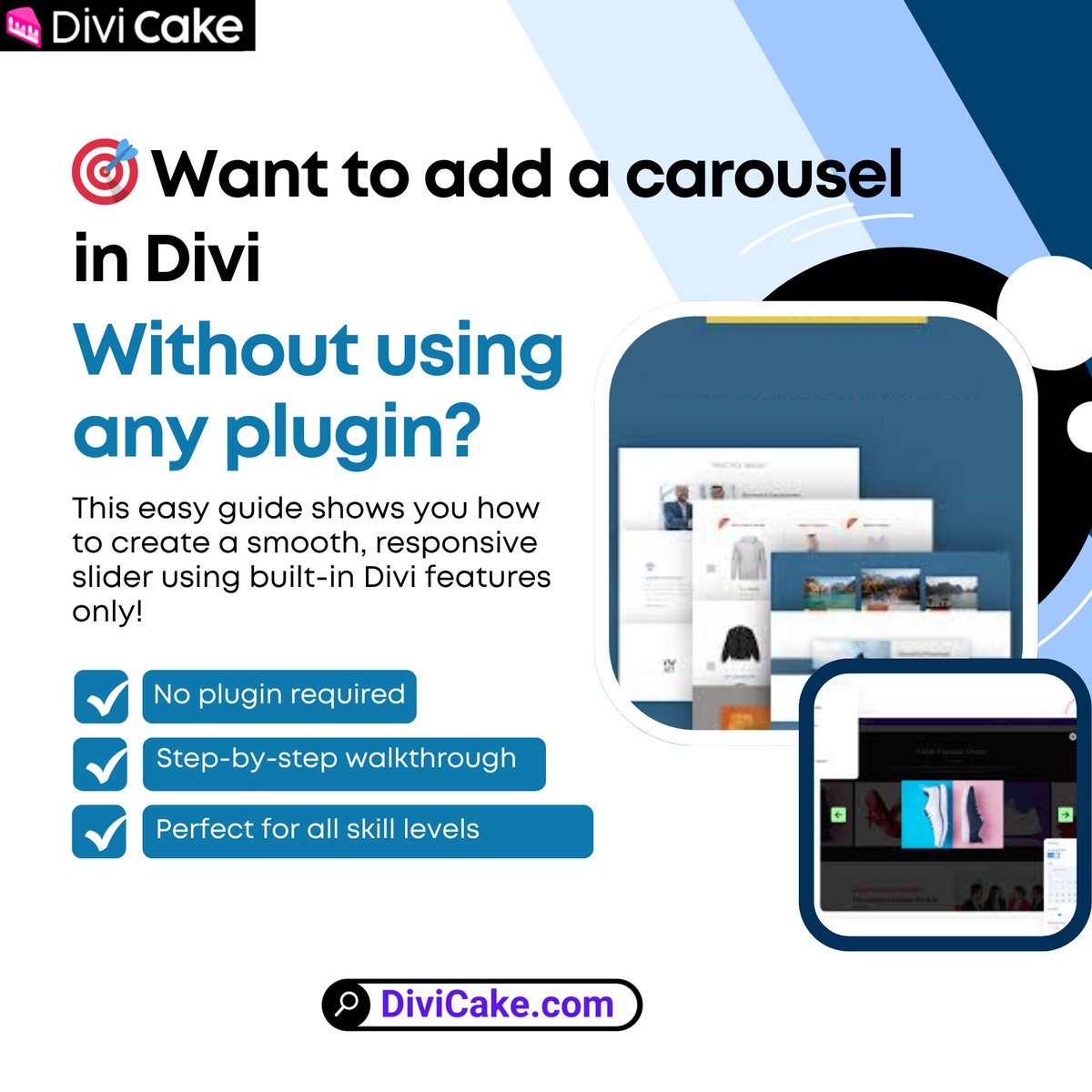 divicake's tweet image. 🚫 No plugins needed!
Learn how to create a responsive carousel in Divi using only built-in features.
👇 Simple steps here:
divicake.com/blog/create-a-…
#DiviTips #WordPressDesign #DiviTheme #WebDesignTools