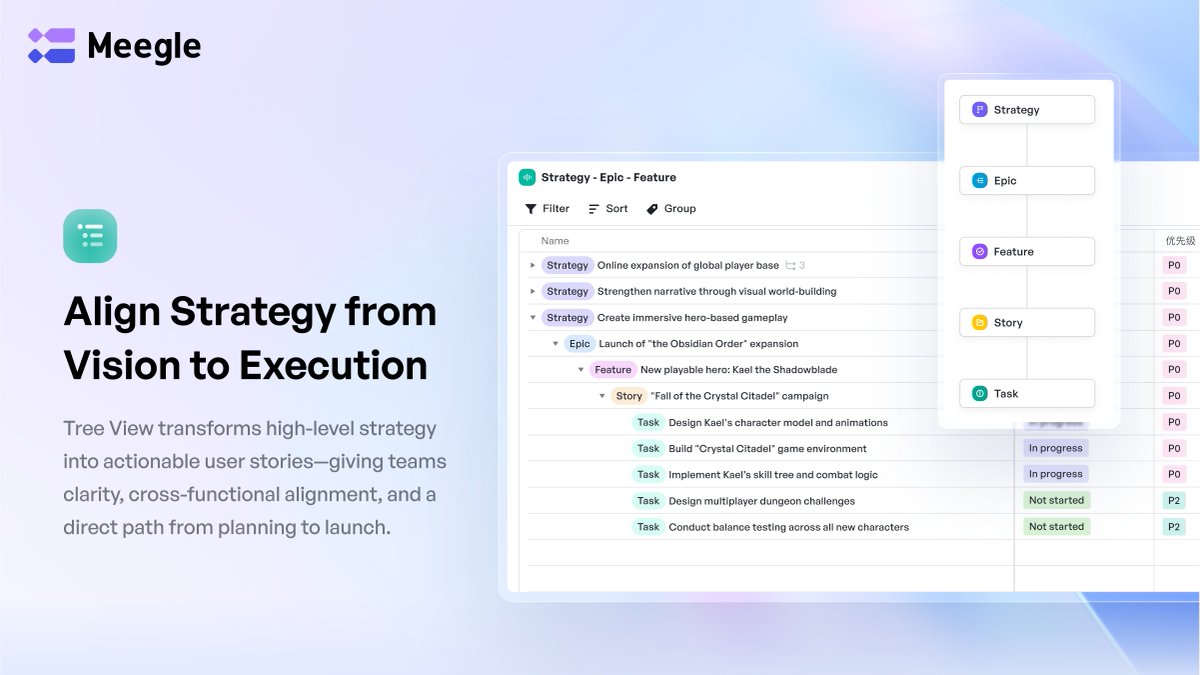 MeegleHQ's tweet image. 🎯 From Vision to Execution
Tree view bridges the gap between strategy and daily work by transforming big-picture goals into actionable user stories. Achieve clarity, alignment, and faster launches across teams.
#StrategyExecution #ProjectHierarchy #softwaredev
