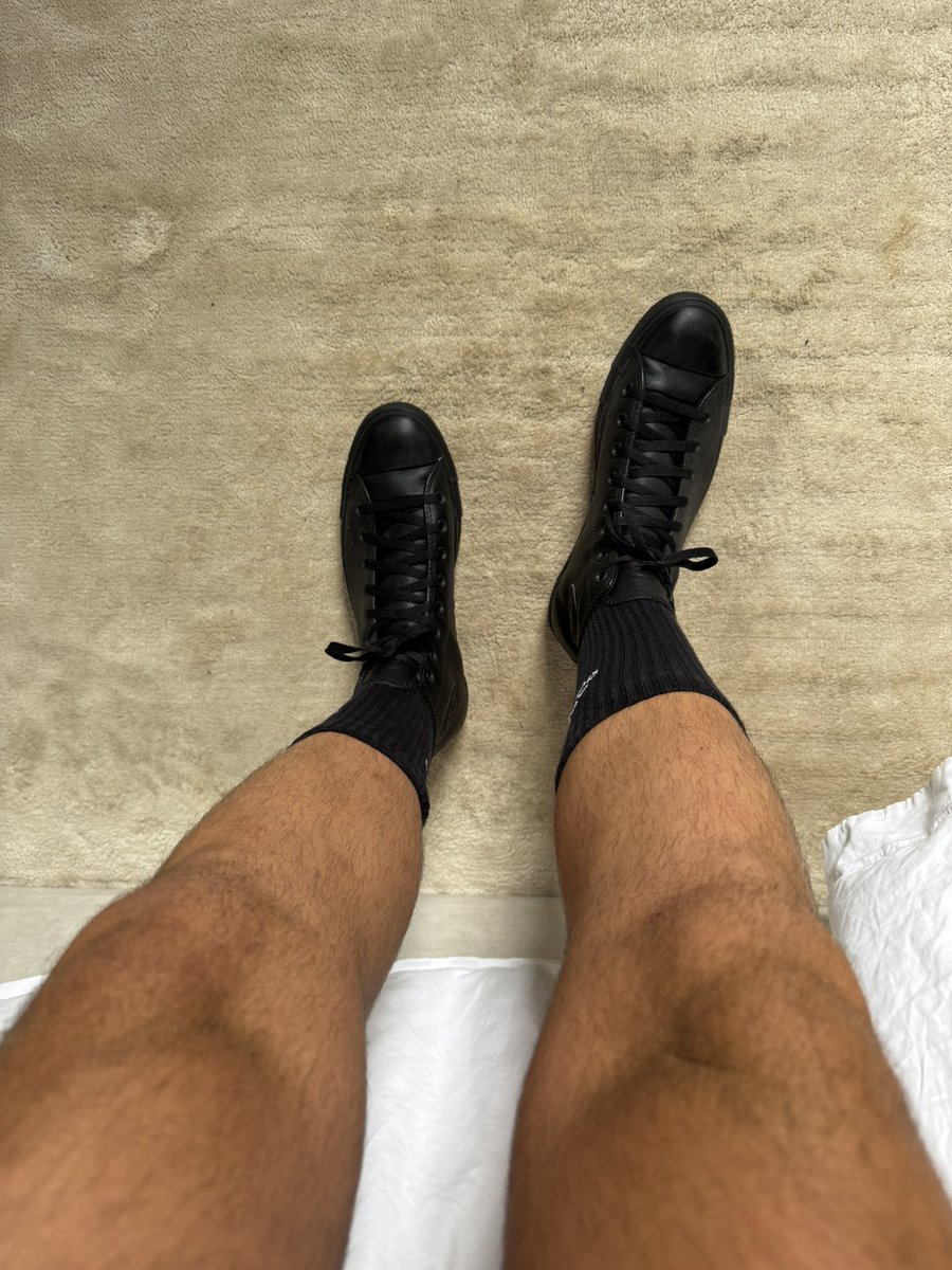 Black leather converse fun 😏 #blackleather #conversehightops #converse #kink